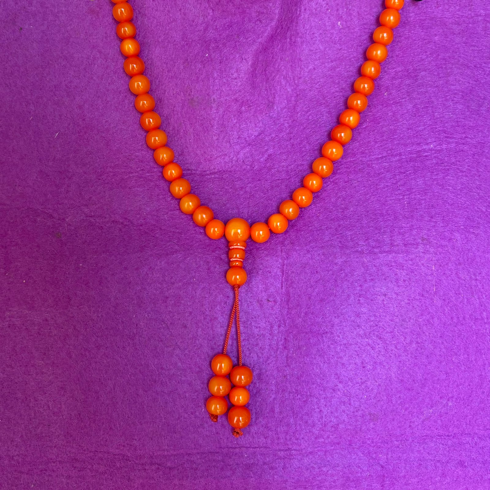 Japamala Tibetano Original Naranja con Piedra Turquesa