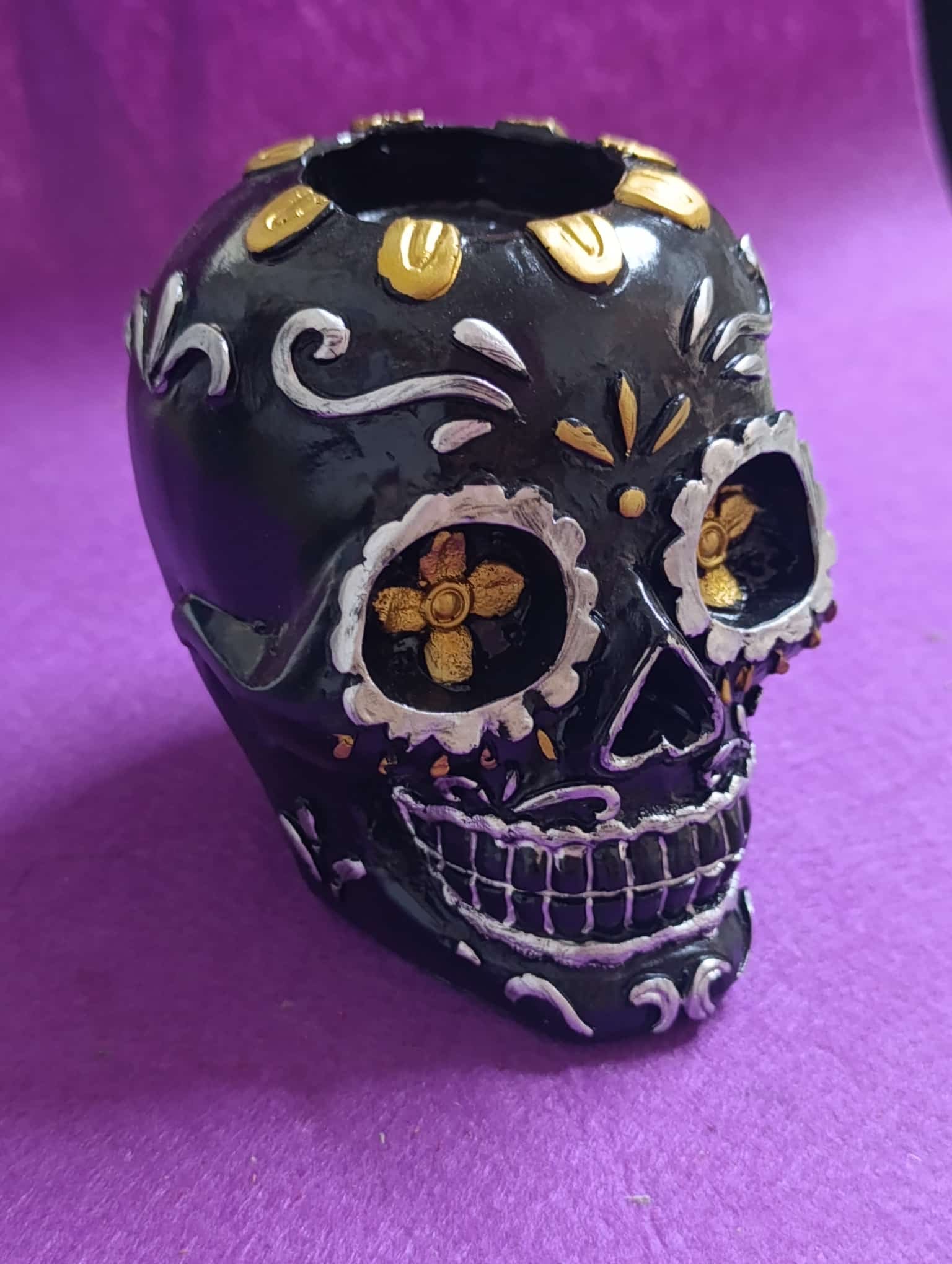 Calavera Portavelas Negra (11cm) - Imagen 2