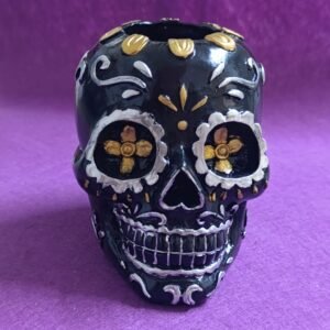 Calavera Portavelas Negra (11cm)