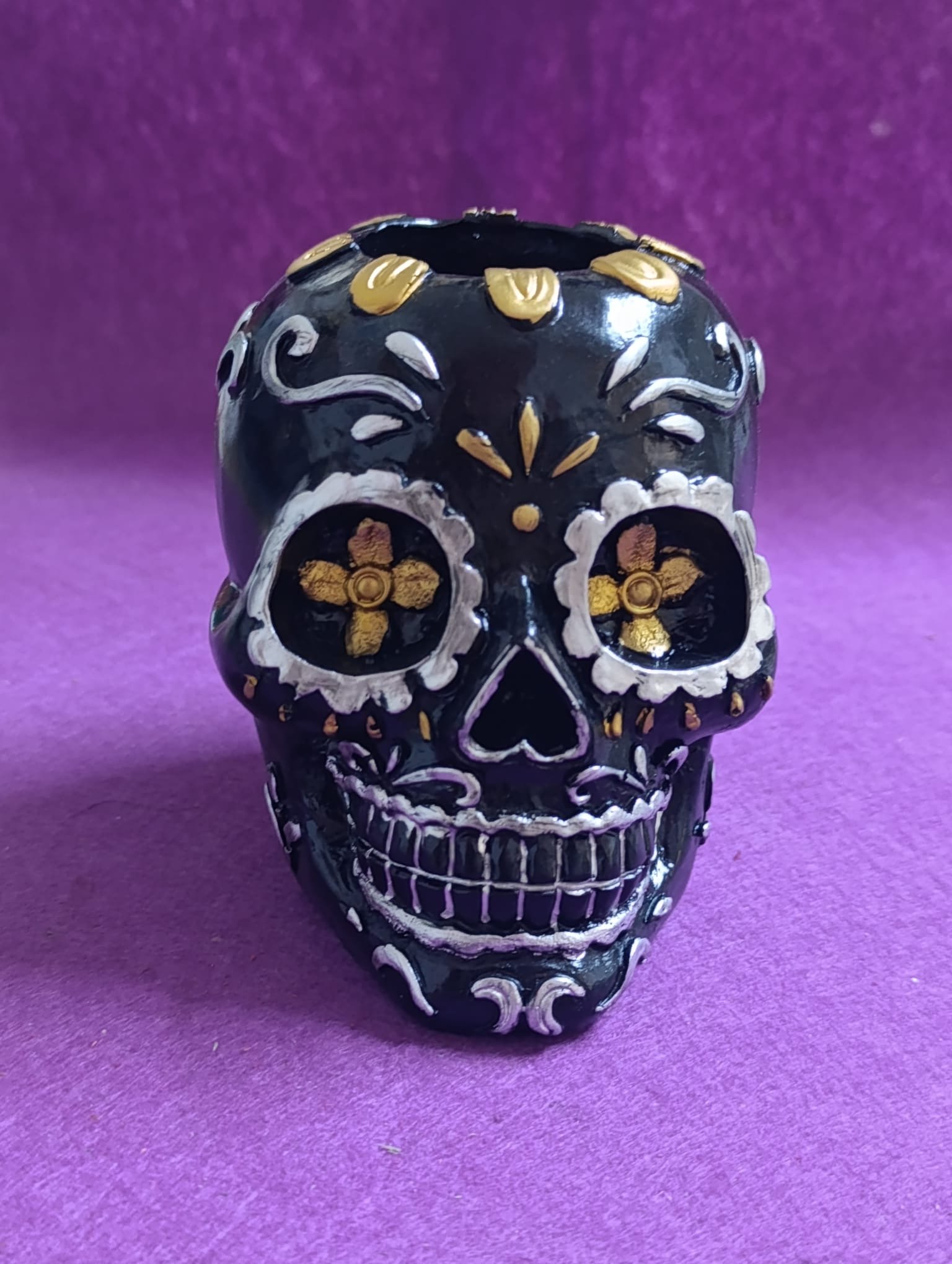 Calavera Portavelas Negra (11cm)