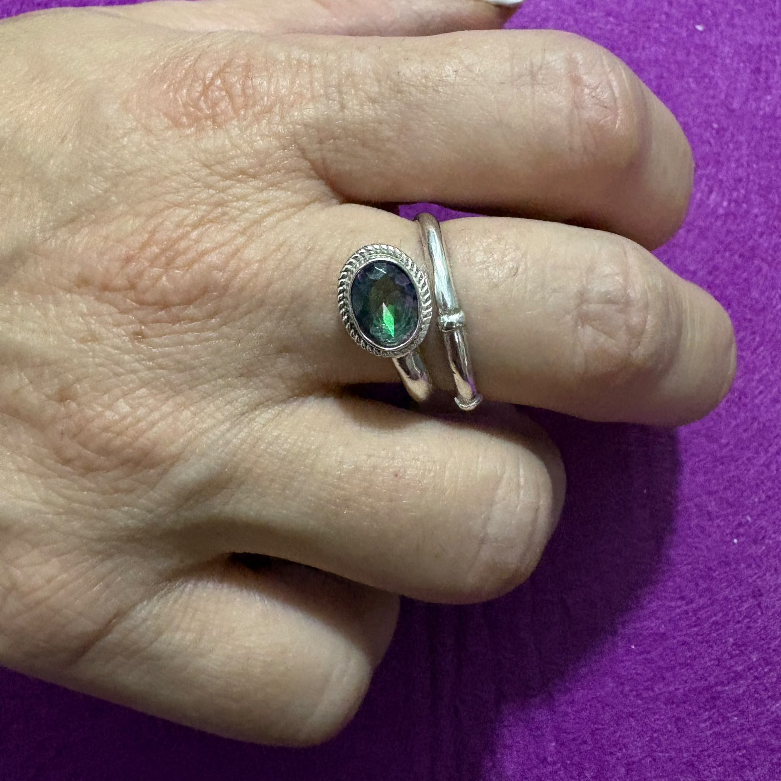 Anillo Plata de Topacio Imperial Ajustable