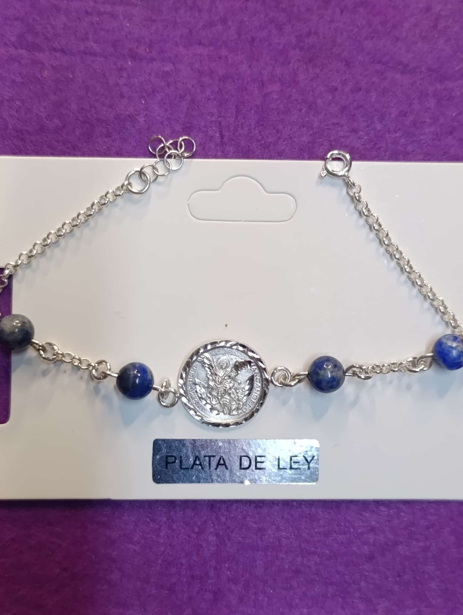 Pulsera del Arcángel San Miguel con Lapislázuli (Plata)